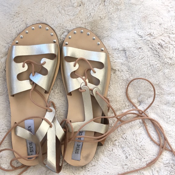 Steve Madden | Espadrilles Metallic Studded Lace Up Sandals - Picture 8 of 8